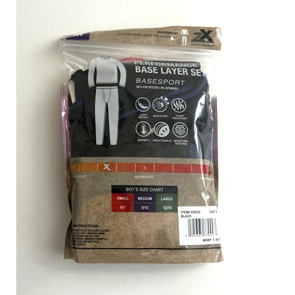 ZeroXposur Boys Performance Base Layer Set Midweight Black Size Medium - Picture 4 of 5
